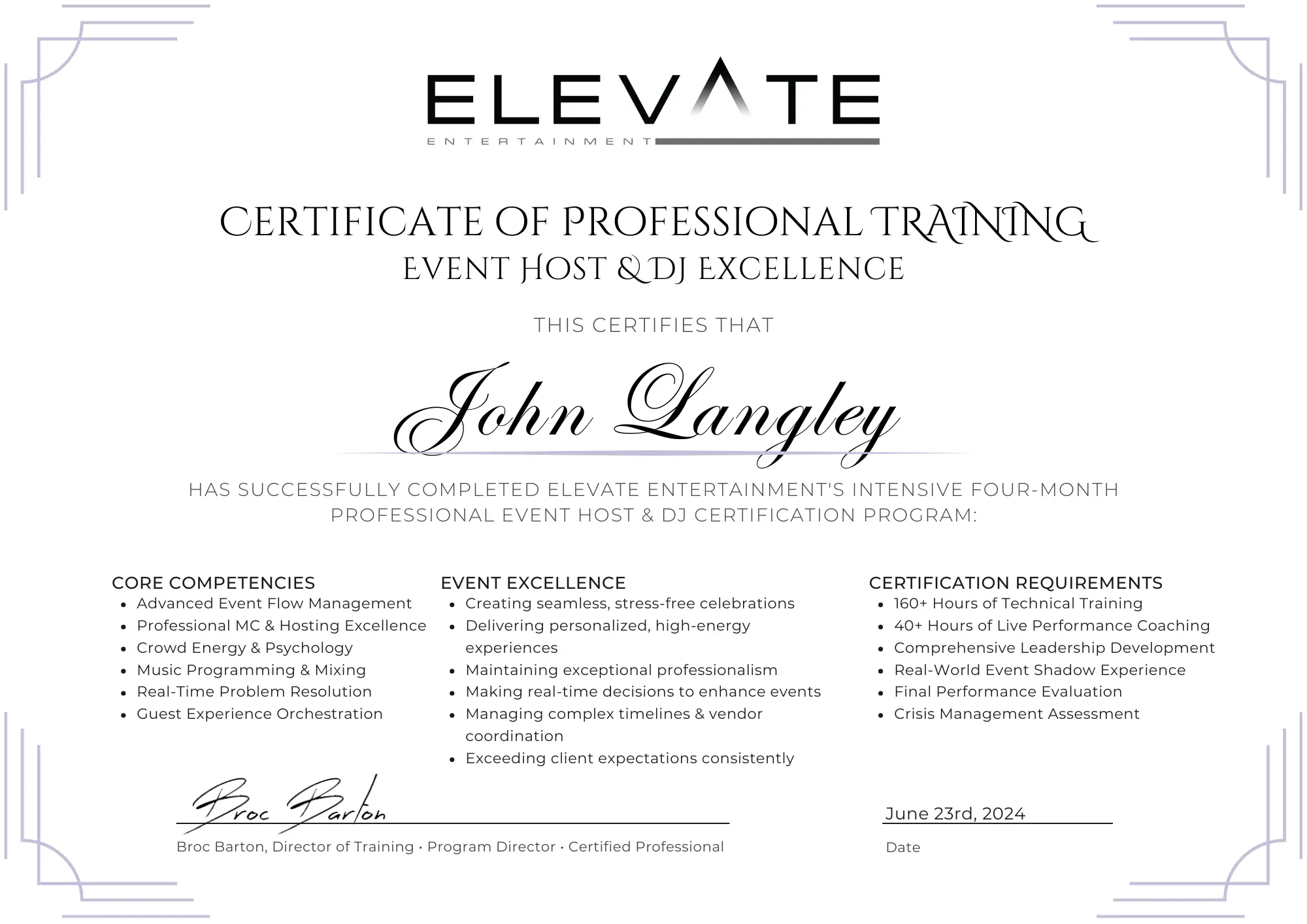 DJ John DJ John Langeley Elevate Certified
