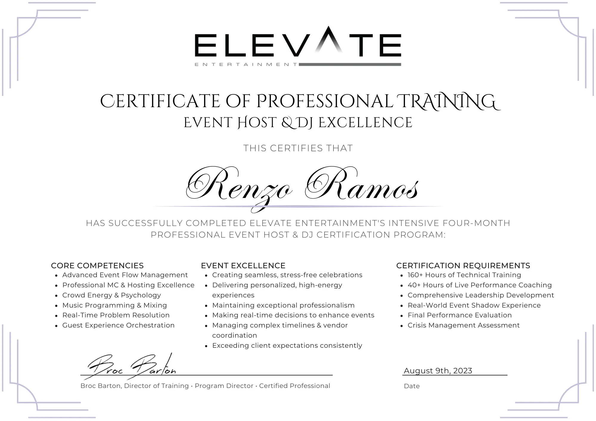 Renzo Ramos Elevate Certified DJ